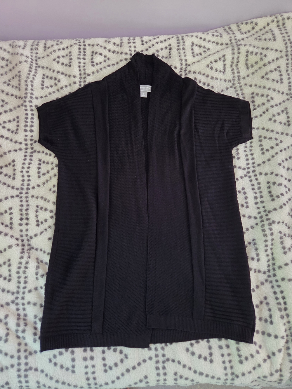 Liz Claiborne Women's Black Short-Sleeve Open Cardigan Size S